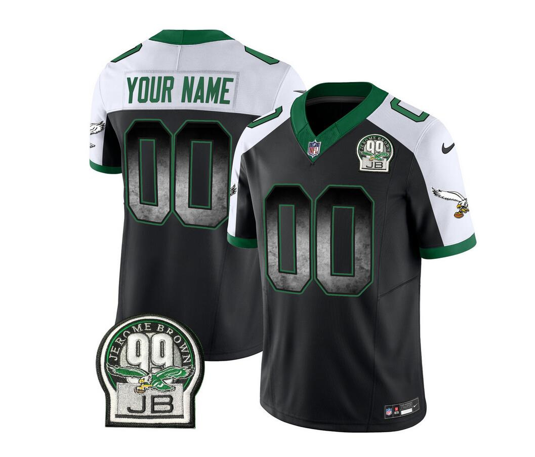 Men's Philadelphia Eagles Active Player Custom Black/White 2023 F.U.S.E. Throwback Vapor Untouchable Limited Football Stitched Jersey